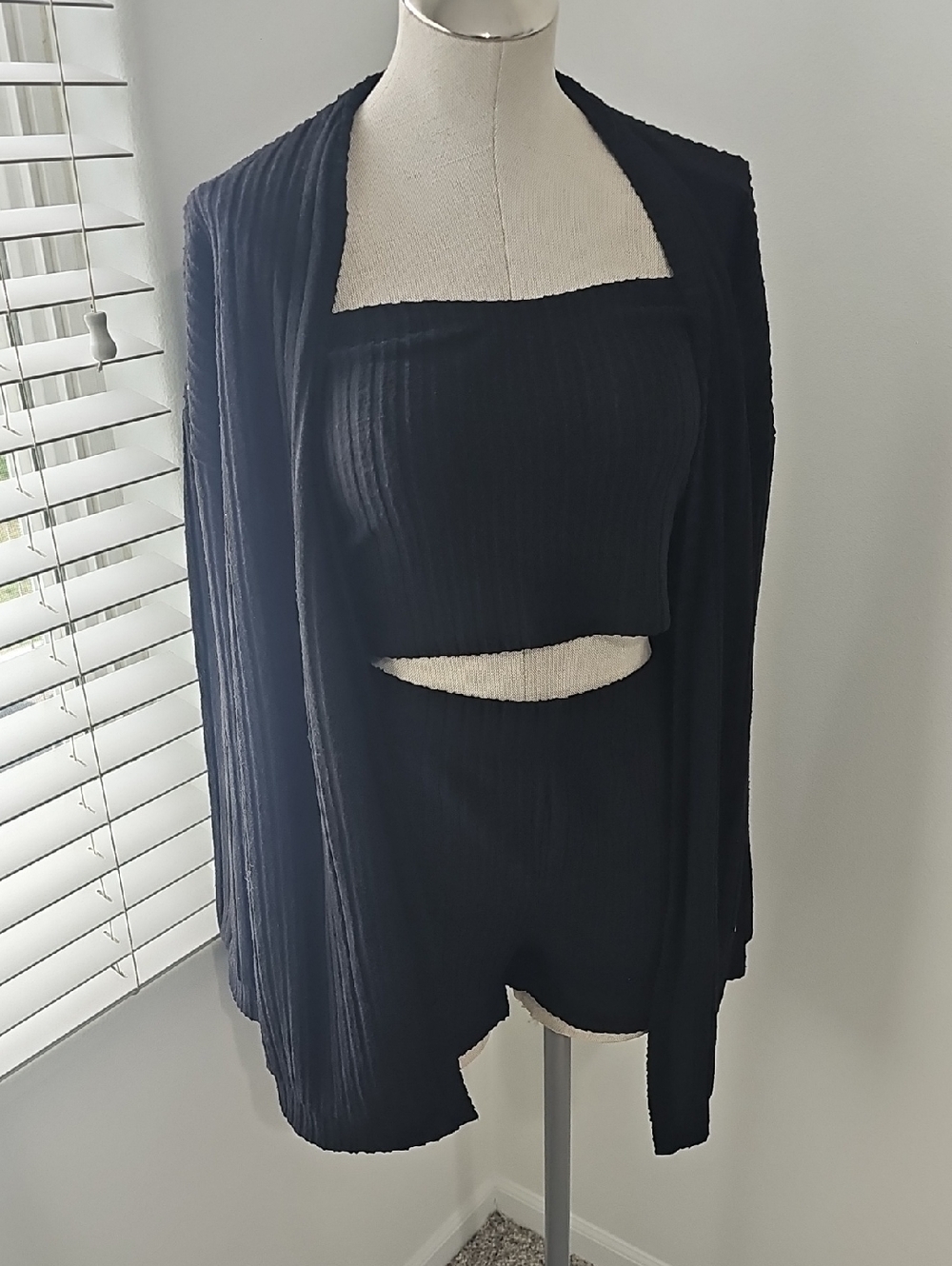 Ribbed Black Two-Piece Set - Tube Top & Shorts